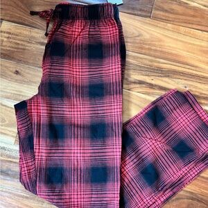 Red and Black Plaid Pajama Pants Men Small